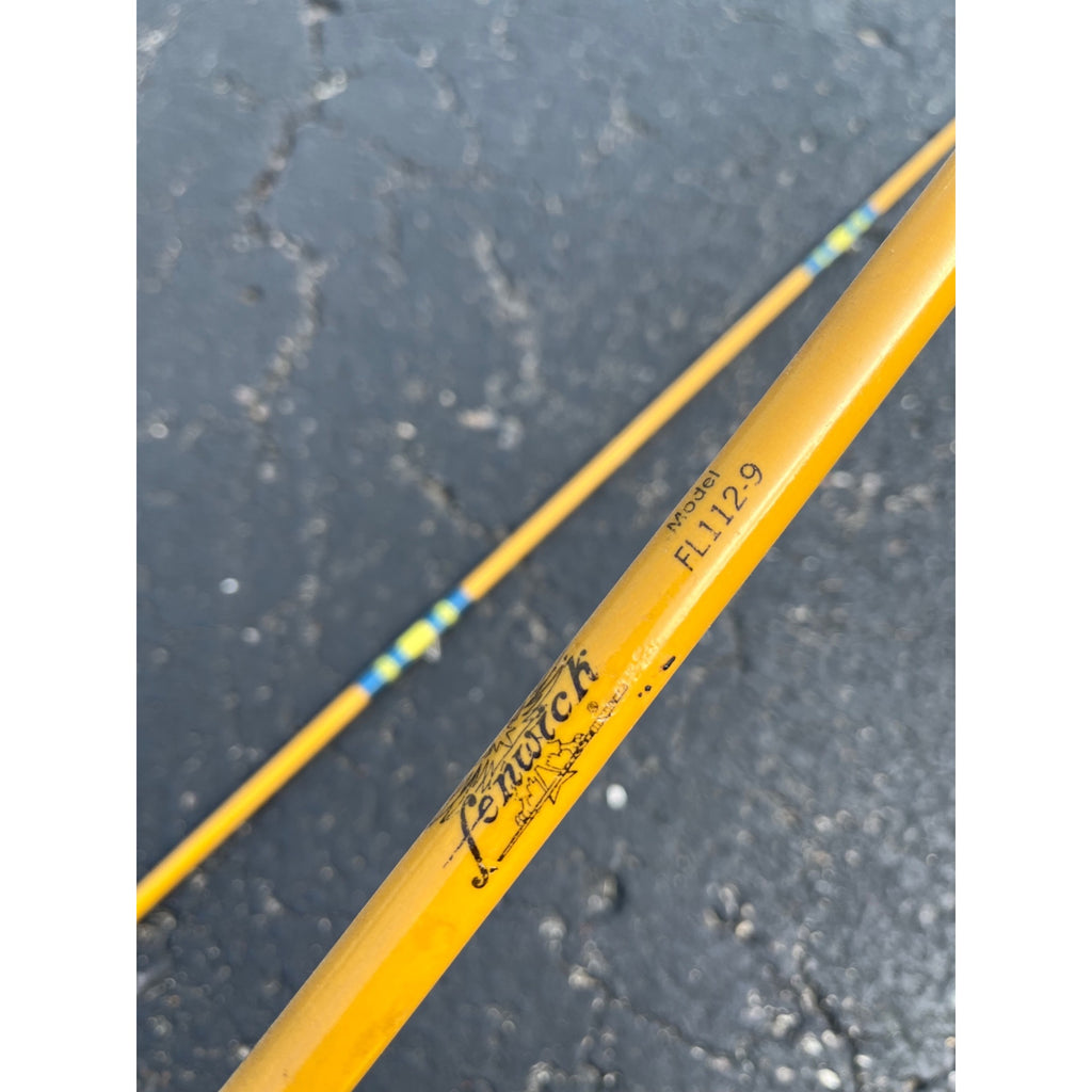 Vintage 1970s Fenwick Yellow Fiberglass Fly Rod Model FL112-9 -- RARE 9ft 4in