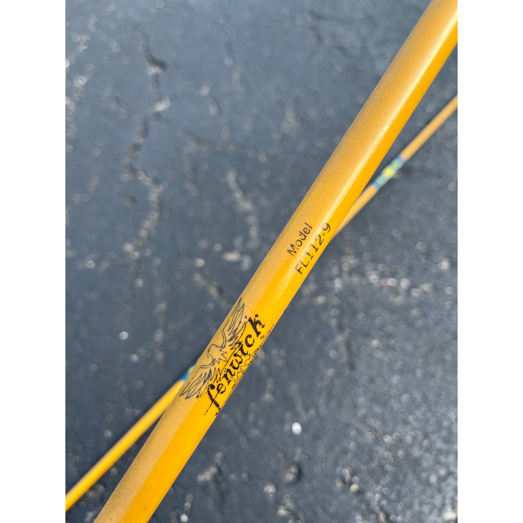 Vintage 1970s Fenwick Yellow Fiberglass Fly Rod Model FL112-9 -- RARE 9ft 4in