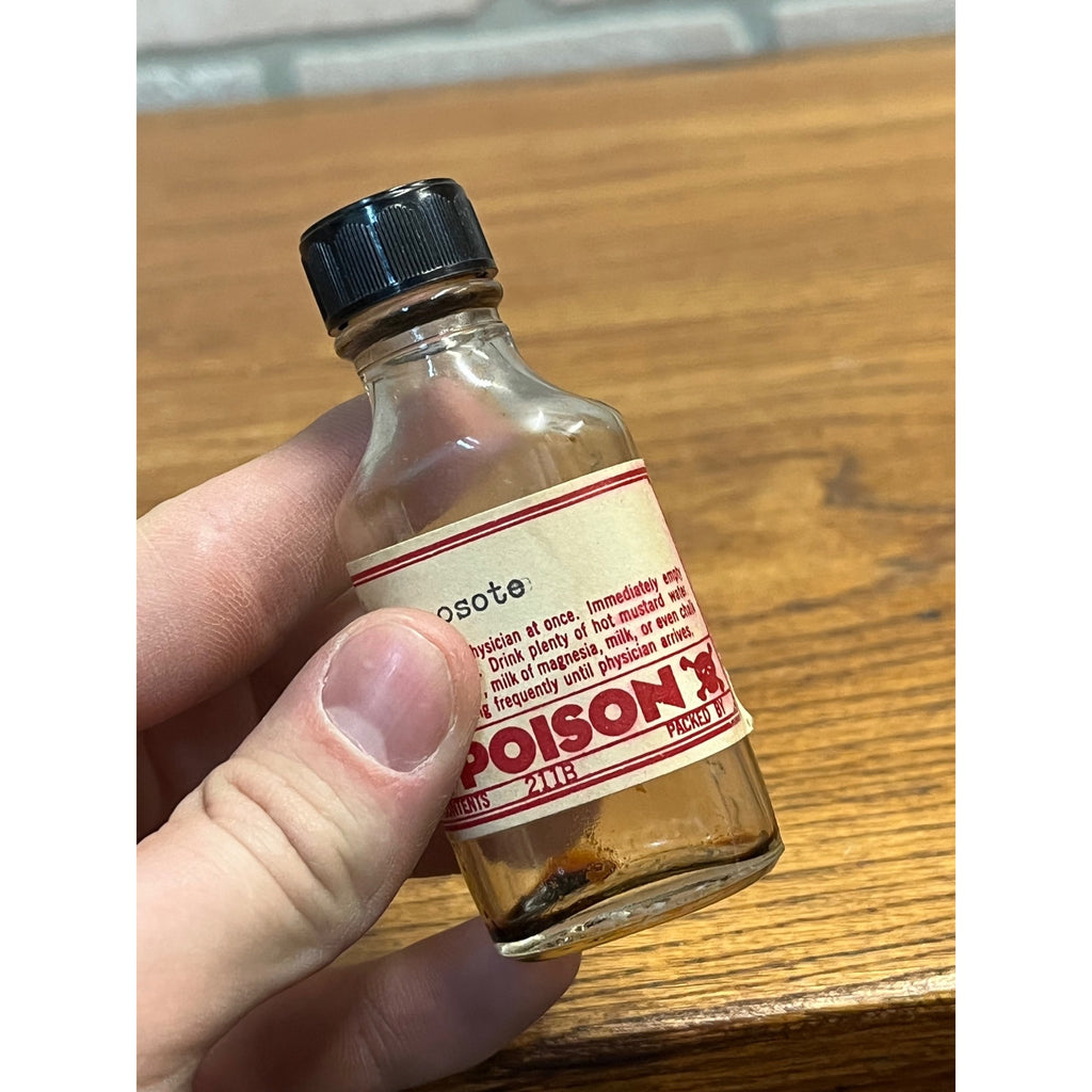 Vintage Original Apothecary Medicine Remedy Bottle w/ Poison Label Duraglas
