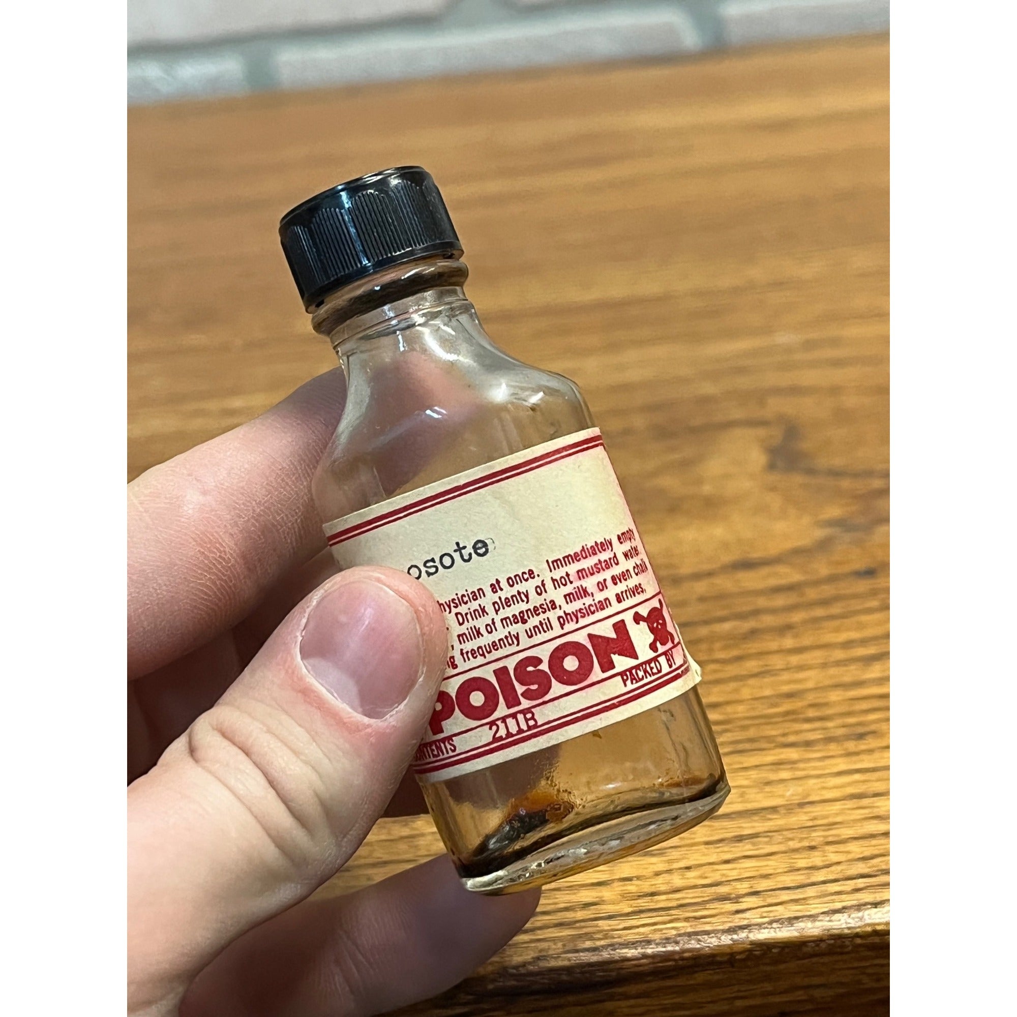 Vintage Original Apothecary Medicine Remedy Bottle w/ Poison Label Duraglas