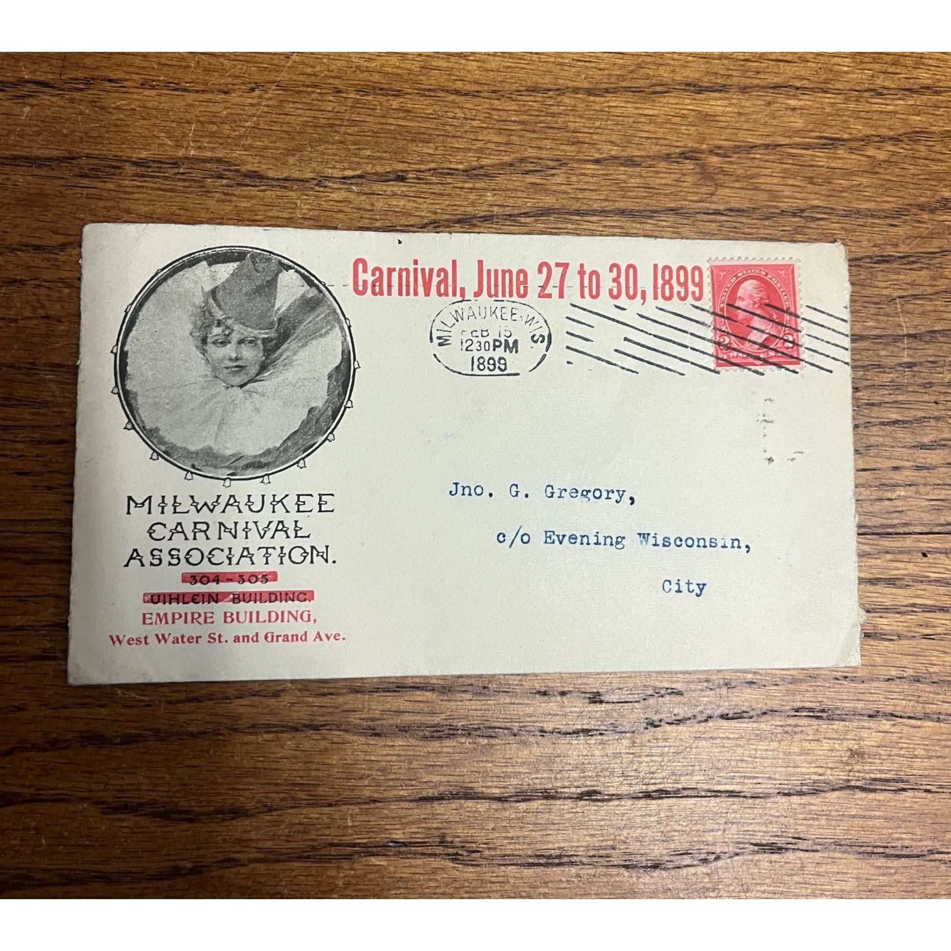 RARE Vintage Milwaukee Carnival Association Art Nouveau 1900 Stamp, Letters ++
