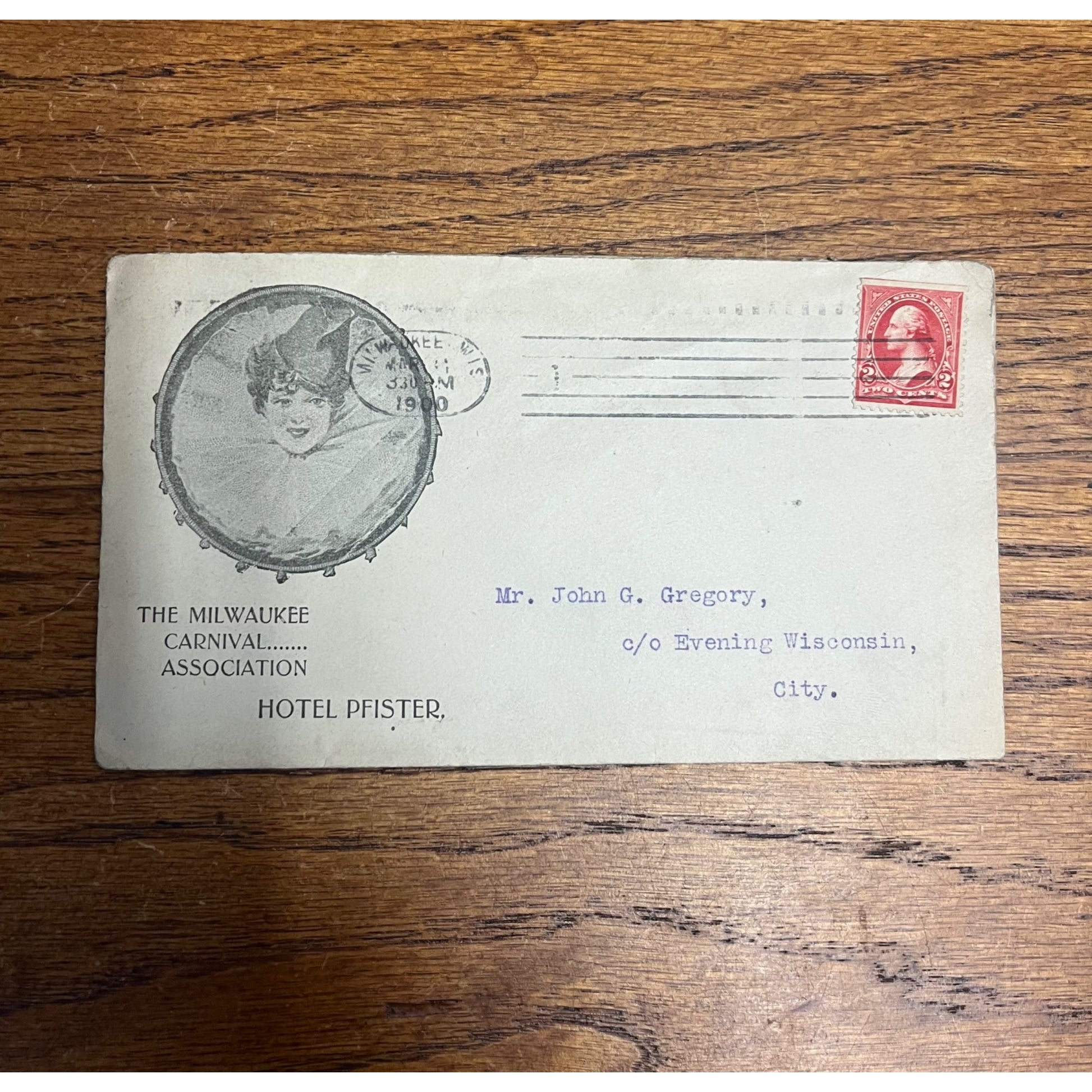 RARE Vintage Milwaukee Carnival Association Art Nouveau 1900 Stamp, Letters ++