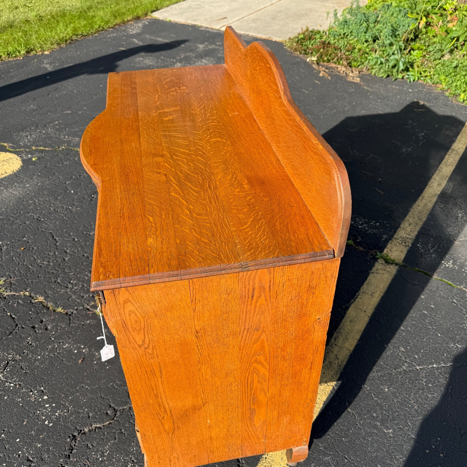 Antique Oak Buffet Sideboard Credenza Table 1940s Art Deco