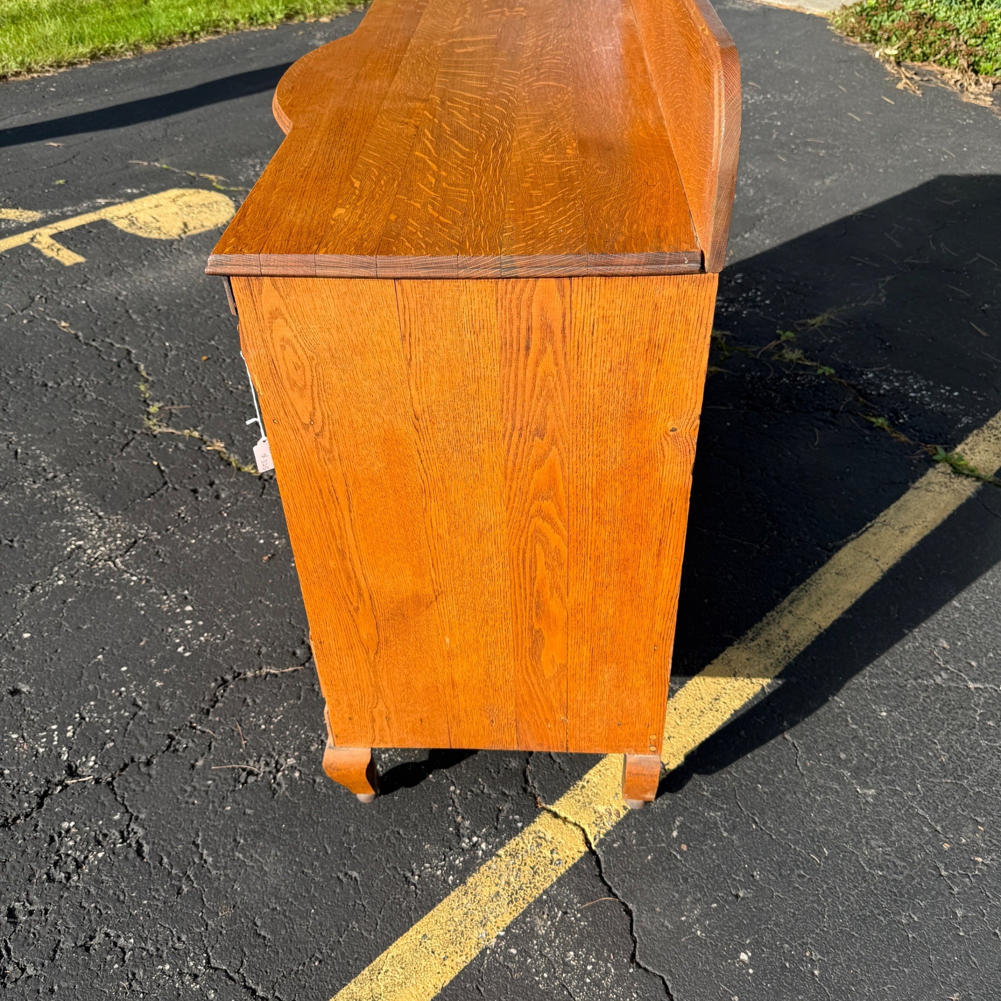 Antique Oak Buffet Sideboard Credenza Table 1940s Art Deco