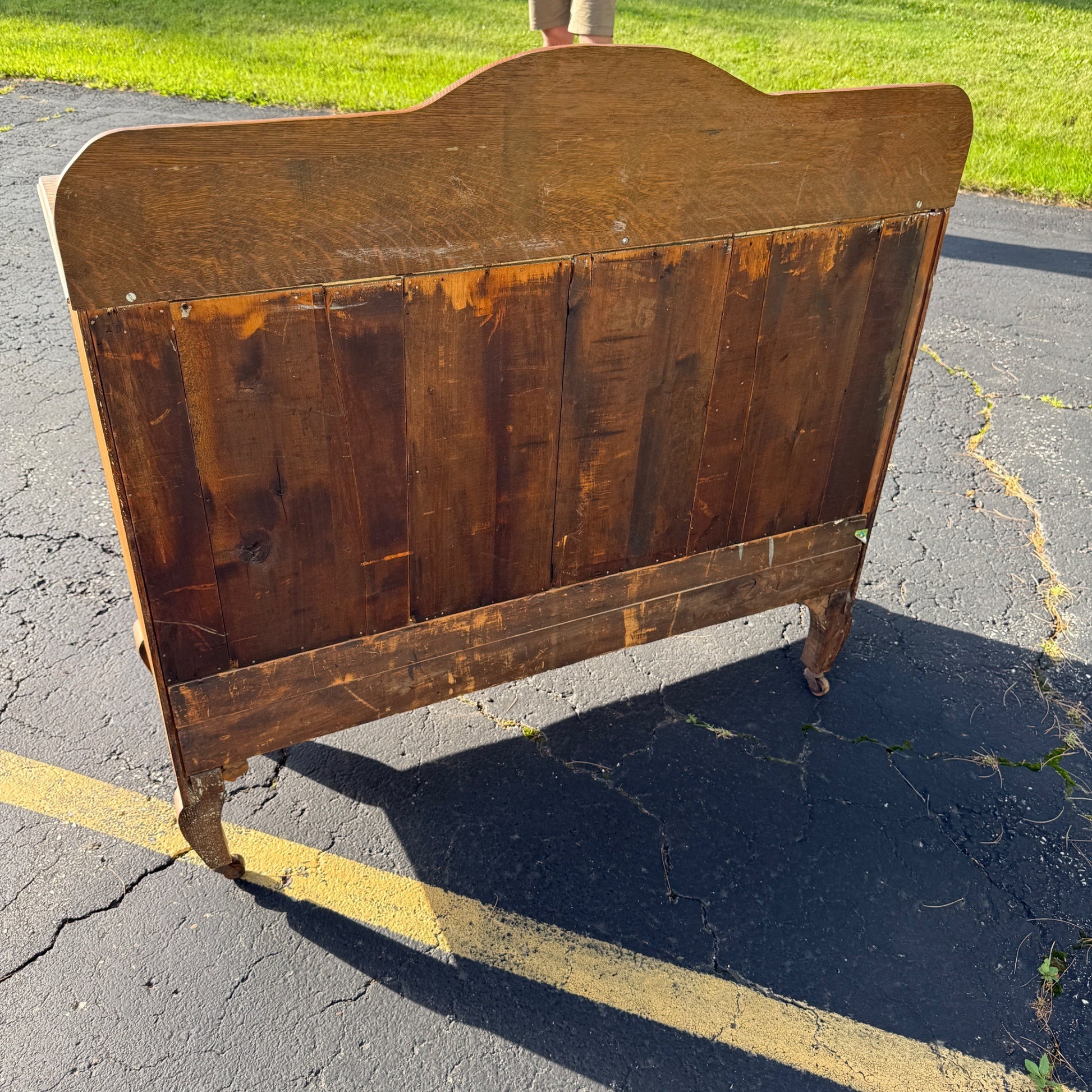 Antique Oak Buffet Sideboard Credenza Table 1940s Art Deco