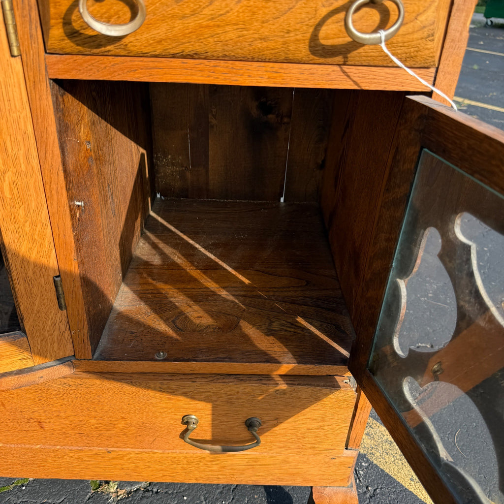 Antique Oak Buffet Sideboard Credenza Table 1940s Art Deco