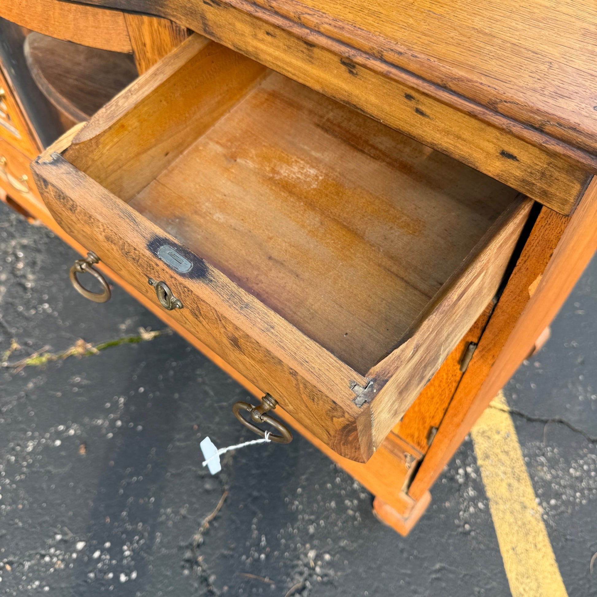 Antique Oak Buffet Sideboard Credenza Table 1940s Art Deco