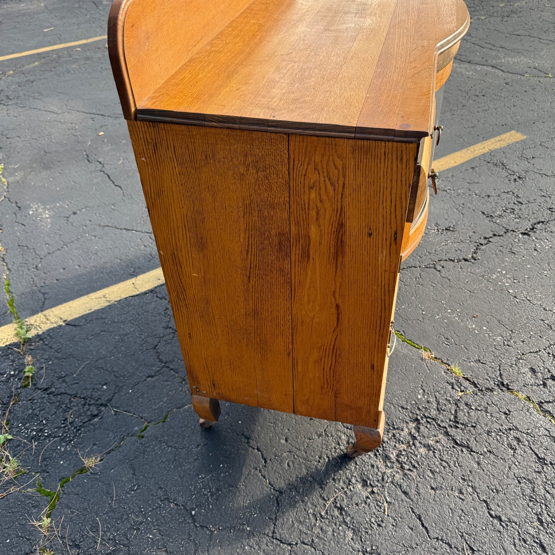 Antique Oak Buffet Sideboard Credenza Table 1940s Art Deco