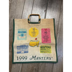 The Masters 1999 Augusta Golf Souvenir Tote Bag Jute Bamboo Handles Vintage PGA