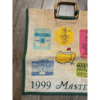 The Masters 1999 Augusta Golf Souvenir Tote Bag Jute Bamboo Handles Vintage PGA