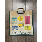 The Masters 1999 Augusta Golf Souvenir Tote Bag Jute Bamboo Handles Vintage PGA