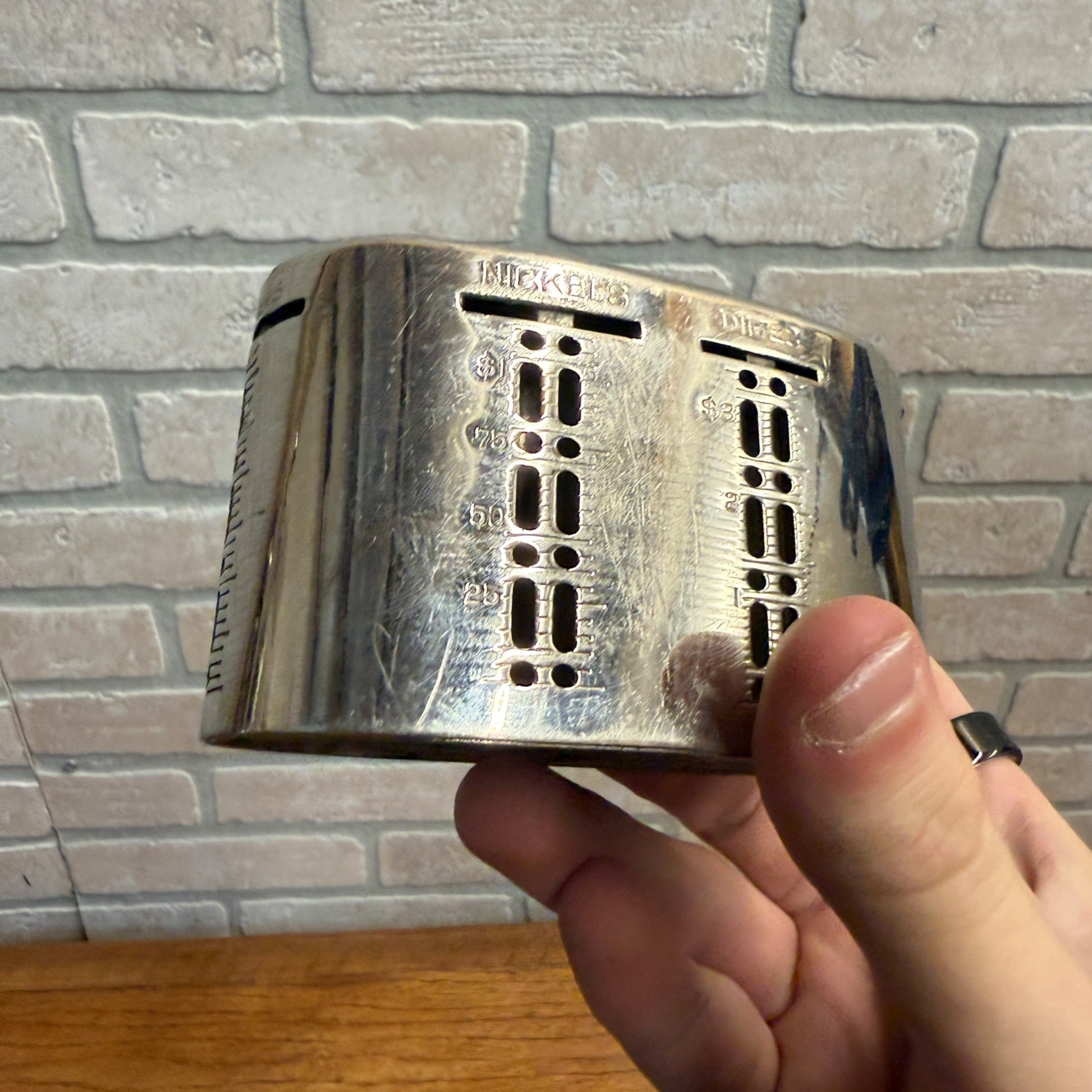 Vintage First National Bank West Bend Wisconsin Metal Coin Bank - No Key