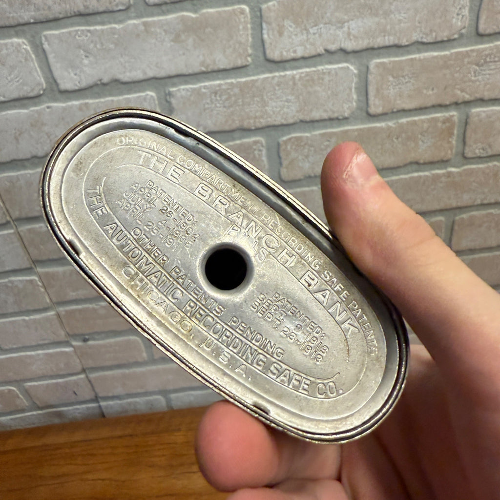 Vintage First National Bank West Bend Wisconsin Metal Coin Bank - No Key