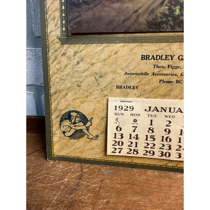 Antique 1929 Delco Motor Oil Calendar Bradley Wisconsin Advertising Automobile