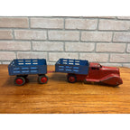 Vintage Marx Wyandotte Pressed Steel Toy Stake Truck + Baggage Express Trailer