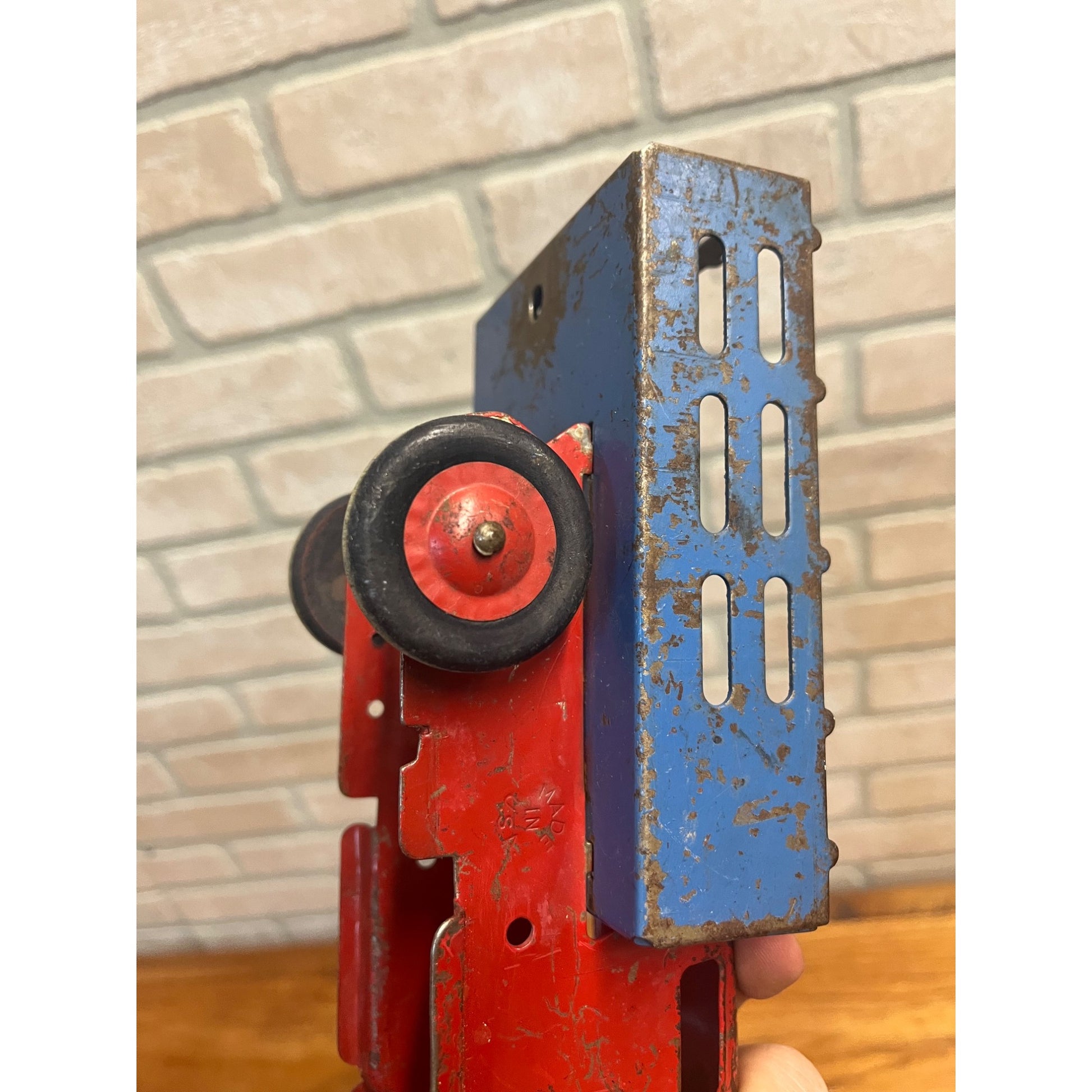 Vintage Marx Wyandotte Pressed Steel Toy Stake Truck + Baggage Express Trailer