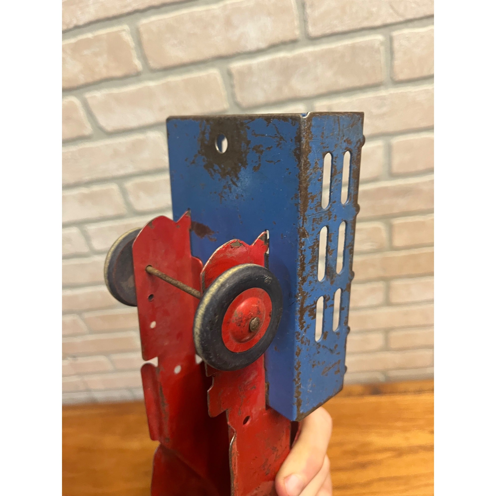 Vintage Marx Wyandotte Pressed Steel Toy Stake Truck + Baggage Express Trailer