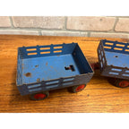 Vintage Marx Wyandotte Pressed Steel Toy Stake Truck + Baggage Express Trailer
