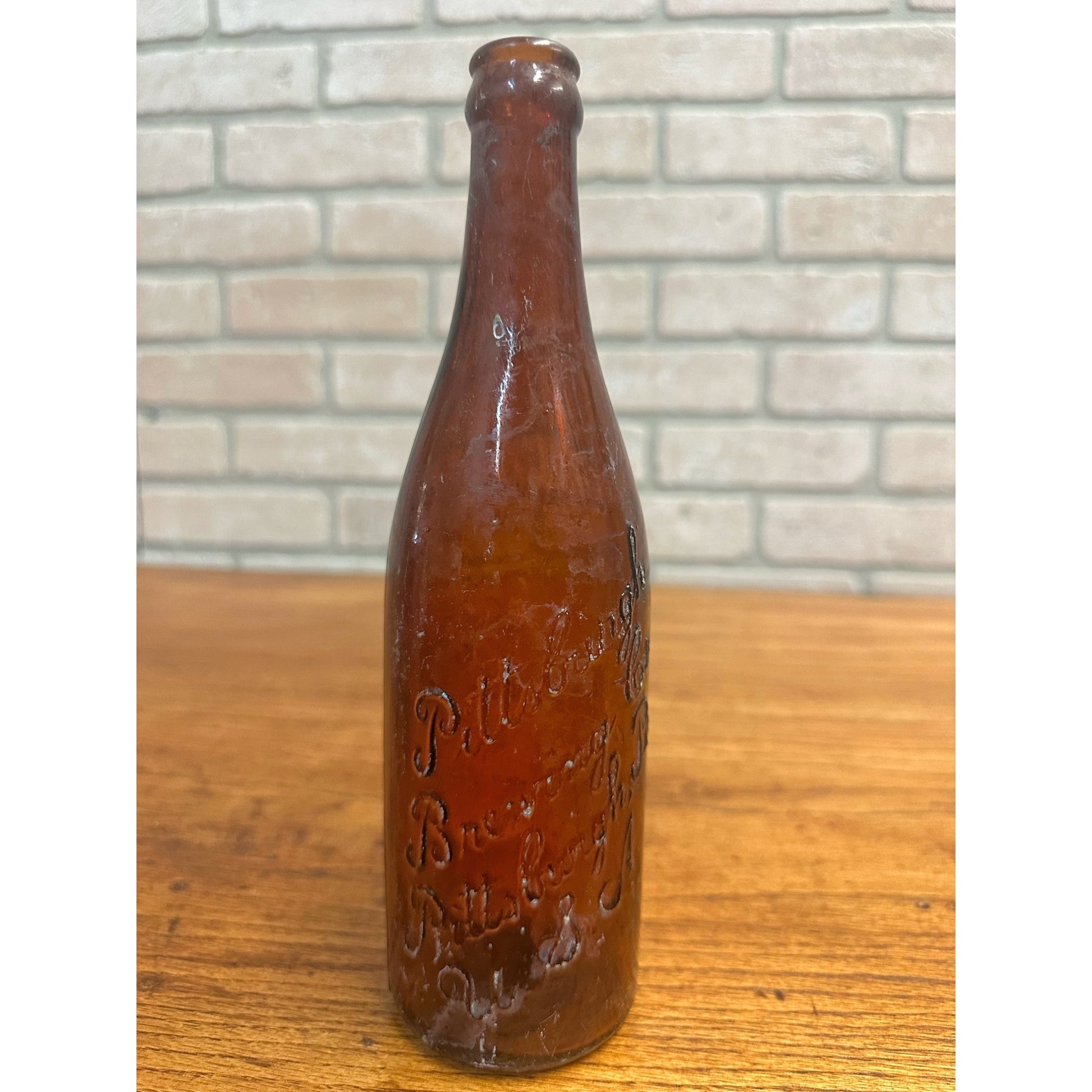 Pre-Pro Pittsburgh Brewing Co. Beer Bottle 12oz Amber Brown Embossed PA
