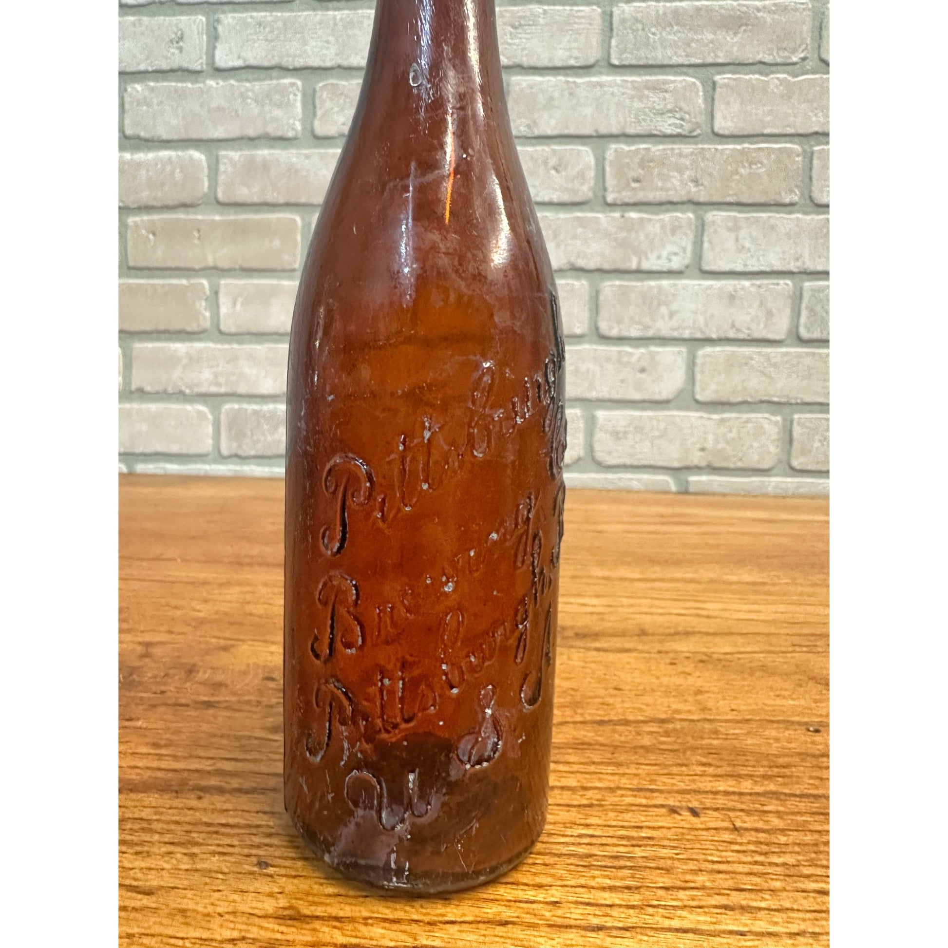 Pre-Pro Pittsburgh Brewing Co. Beer Bottle 12oz Amber Brown Embossed PA