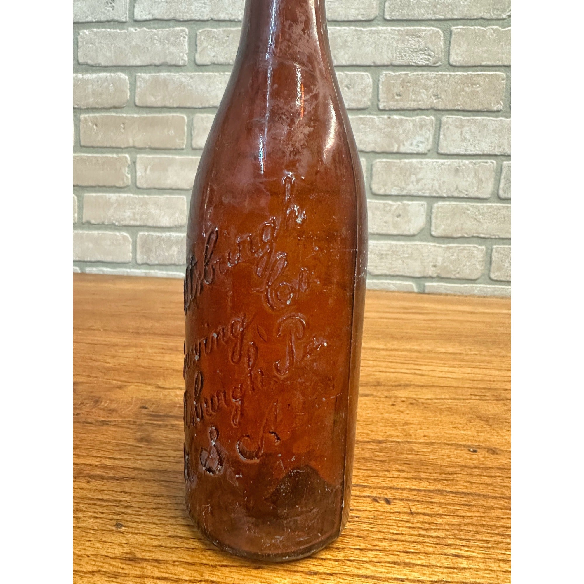 Pre-Pro Pittsburgh Brewing Co. Beer Bottle 12oz Amber Brown Embossed PA