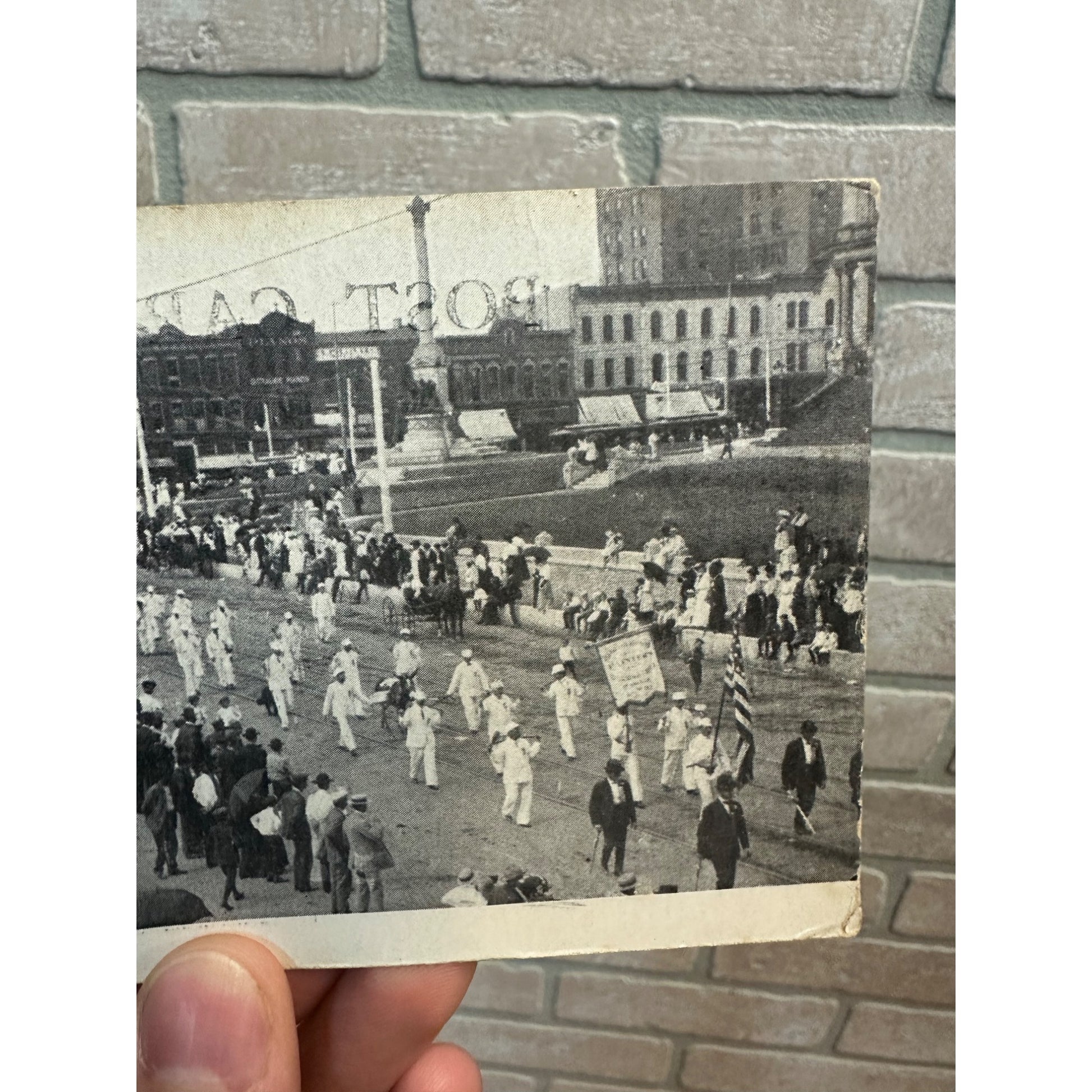 Vintage Postcard Adams Street Patriotic Parade View Peoria ILL Illinois 1908