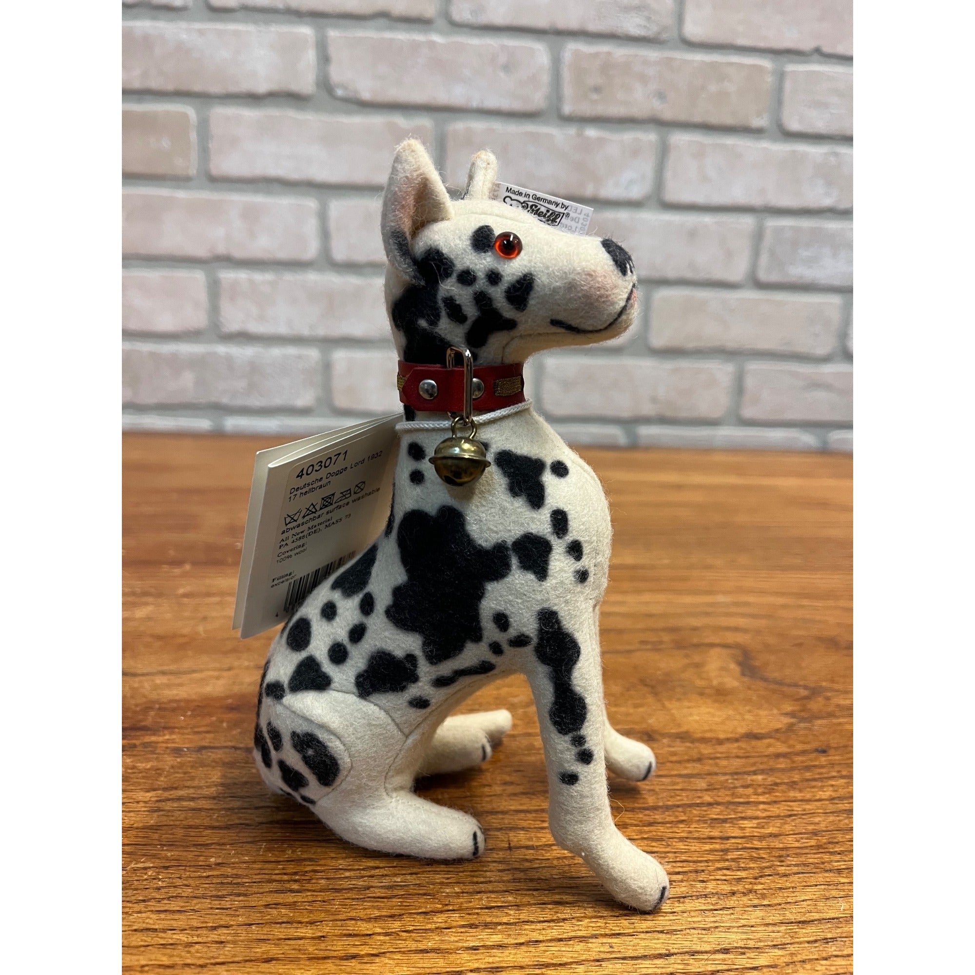 Steiff Great Dane Lord 1932 Replica #403071 Doll Figure w/ Tags Limited 247/1000
