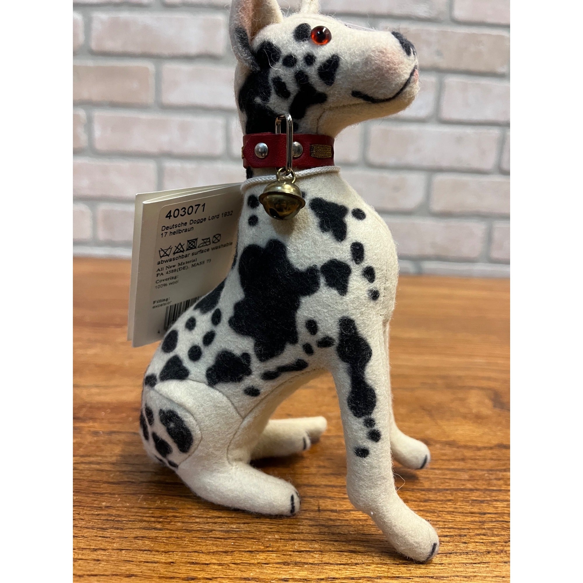 Steiff Great Dane Lord 1932 Replica #403071 Doll Figure w/ Tags Limited 247/1000
