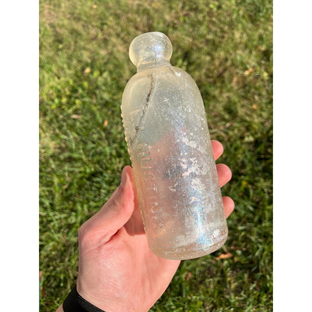 E.L. Hustings c1890s Milwaukee Wis Clear Soda Beer Bottle Blob Top Hutchinson