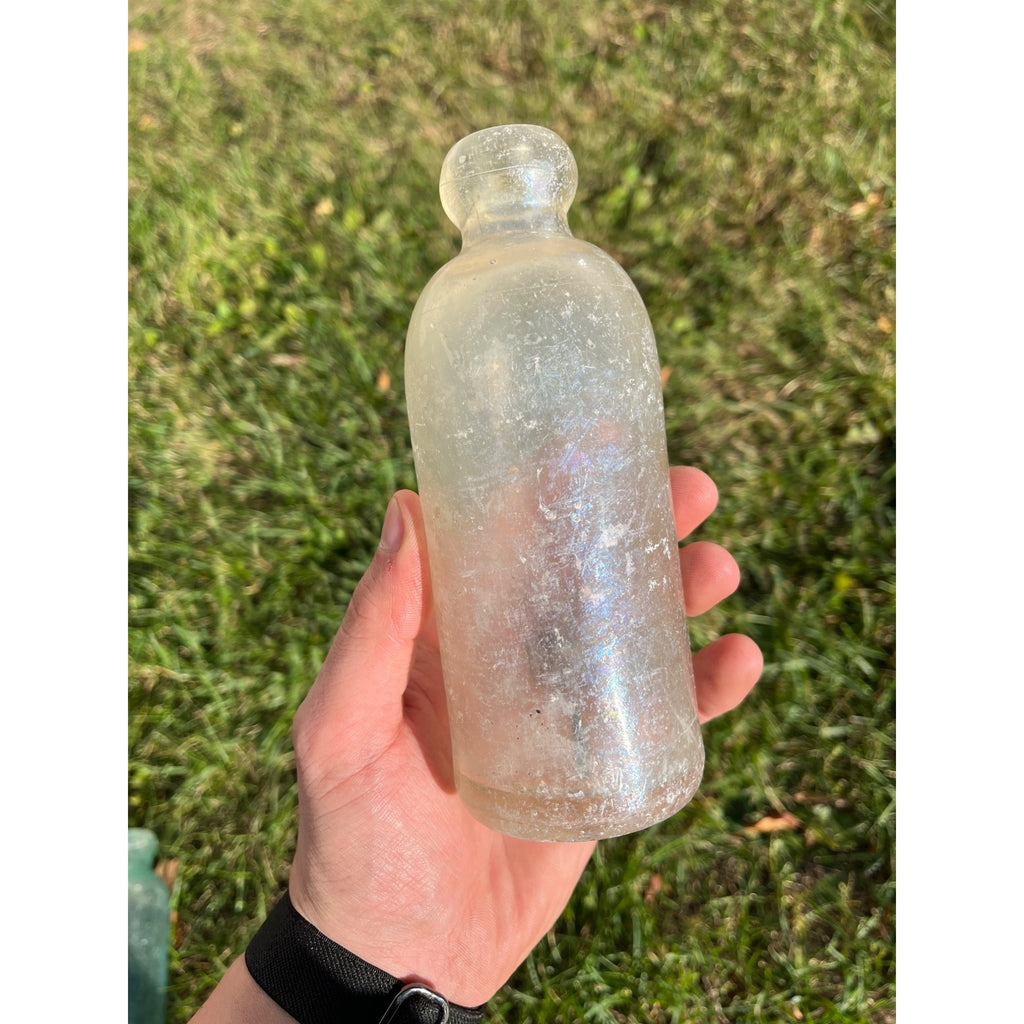 E.L. Hustings c1890s Milwaukee Wis Clear Soda Beer Bottle Blob Top Hutchinson