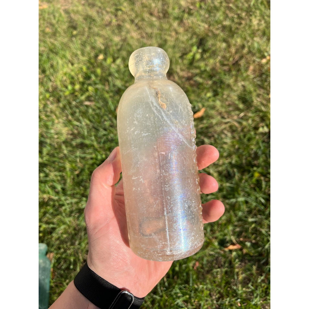 E.L. Hustings c1890s Milwaukee Wis Clear Soda Beer Bottle Blob Top Hutchinson