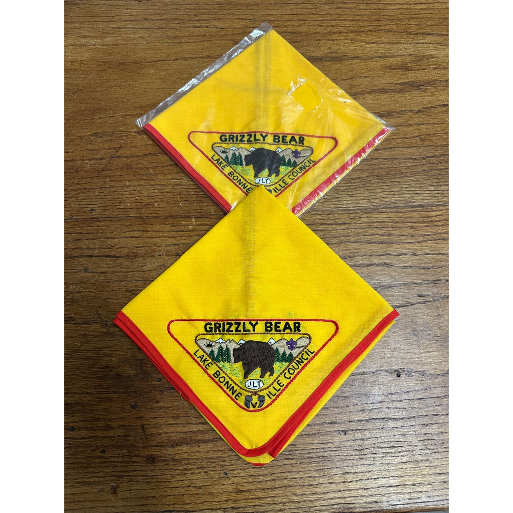 Vintage Lot (2) Boy Scout Grizzly Bear Lake Bonneville Council Neckerchief Scarf Cub
