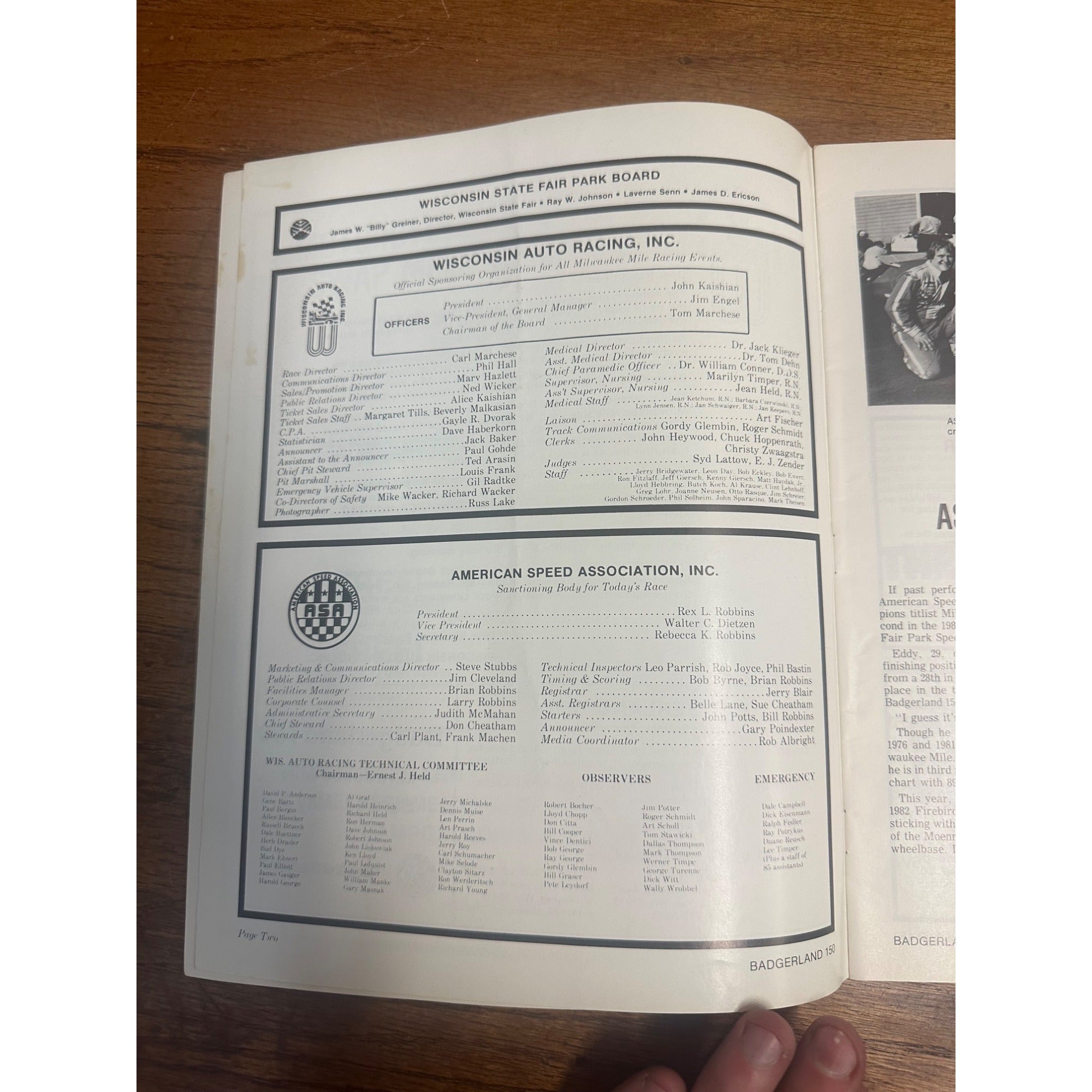 1982 Badgerland 150 Mile Stock Car Race Championship Souvenir Program Wisconsin