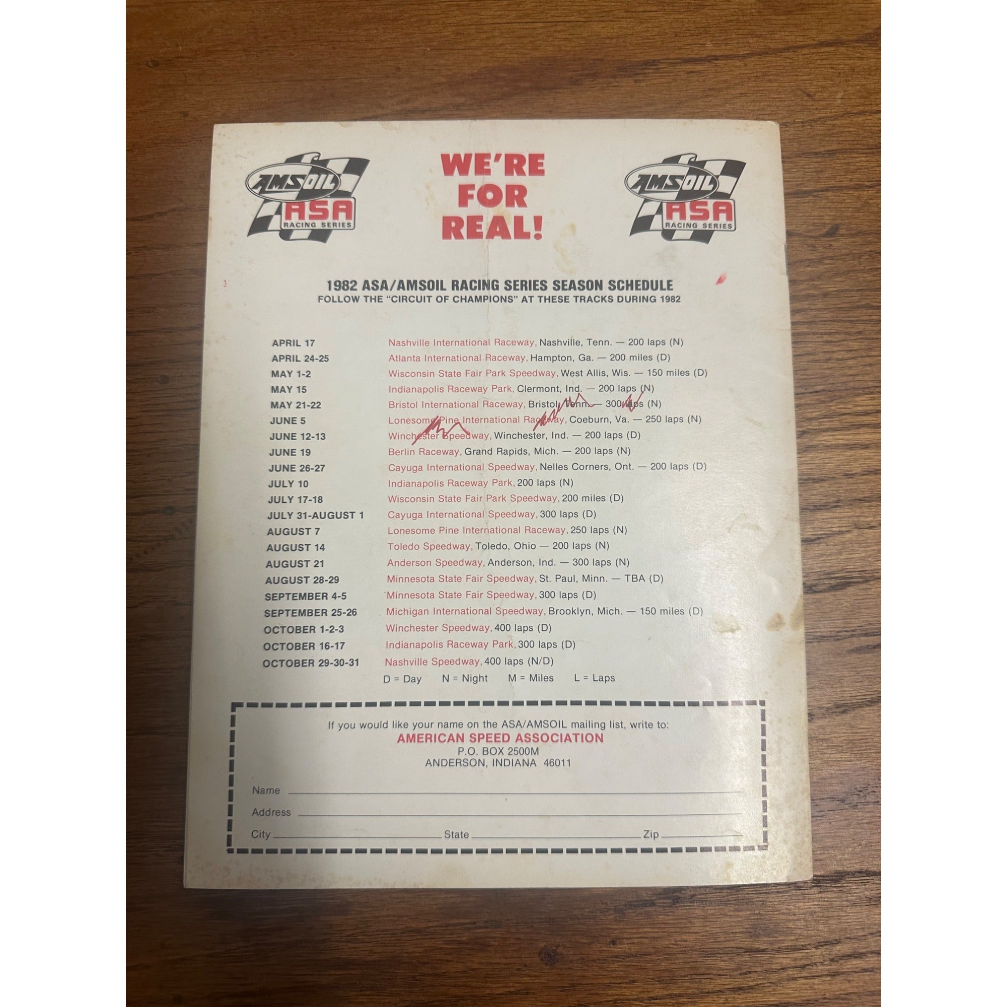 1982 Badgerland 150 Mile Stock Car Race Championship Souvenir Program Wisconsin