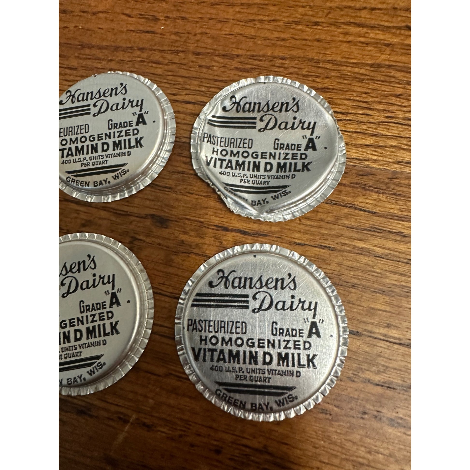 Vintage Lot (4) Hansen's Dairy Milk Bottle Cap Covers Green Bay Wisconsin WI Wis