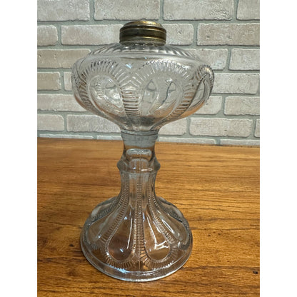 Antique EAPG Kerosene Oil Lamp Pedestal Zipper Loop Pattern 9"