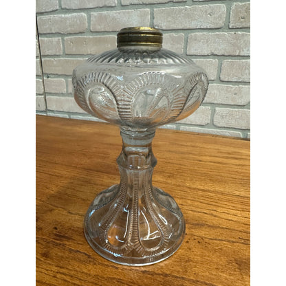 Antique EAPG Kerosene Oil Lamp Pedestal Zipper Loop Pattern 9"