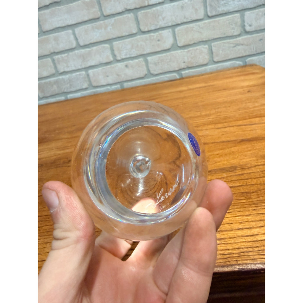 Fine Studio Art Glass Apple Paperweight Figurine Clear Crystal Fruit Larson