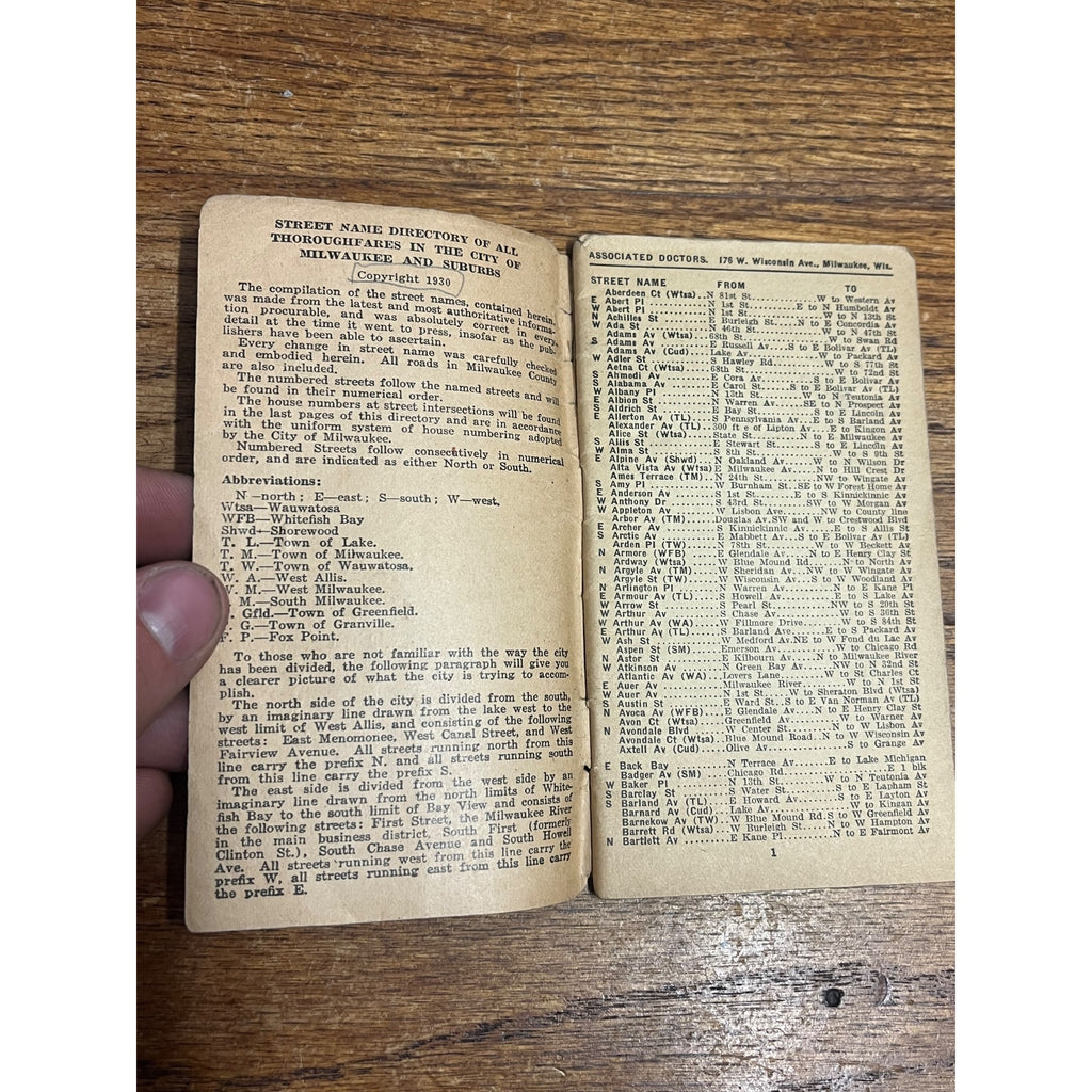 1932-33 Milwaukee Directory Street Guide Booklet Travel