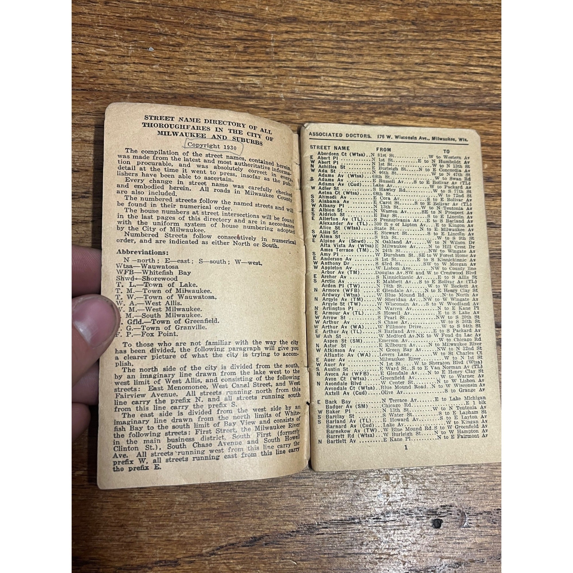 1932-33 Milwaukee Directory Street Guide Booklet Travel
