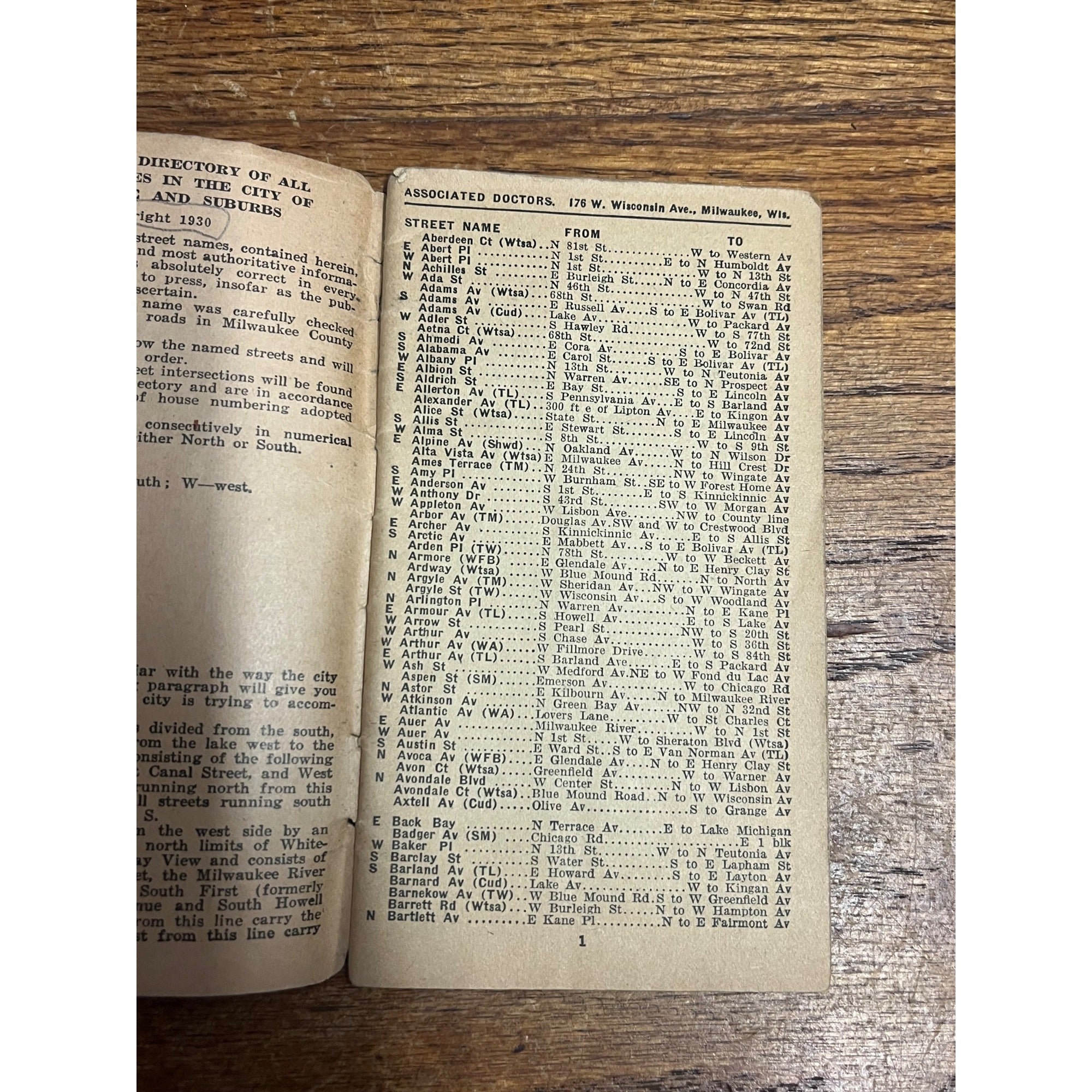 1932-33 Milwaukee Directory Street Guide Booklet Travel