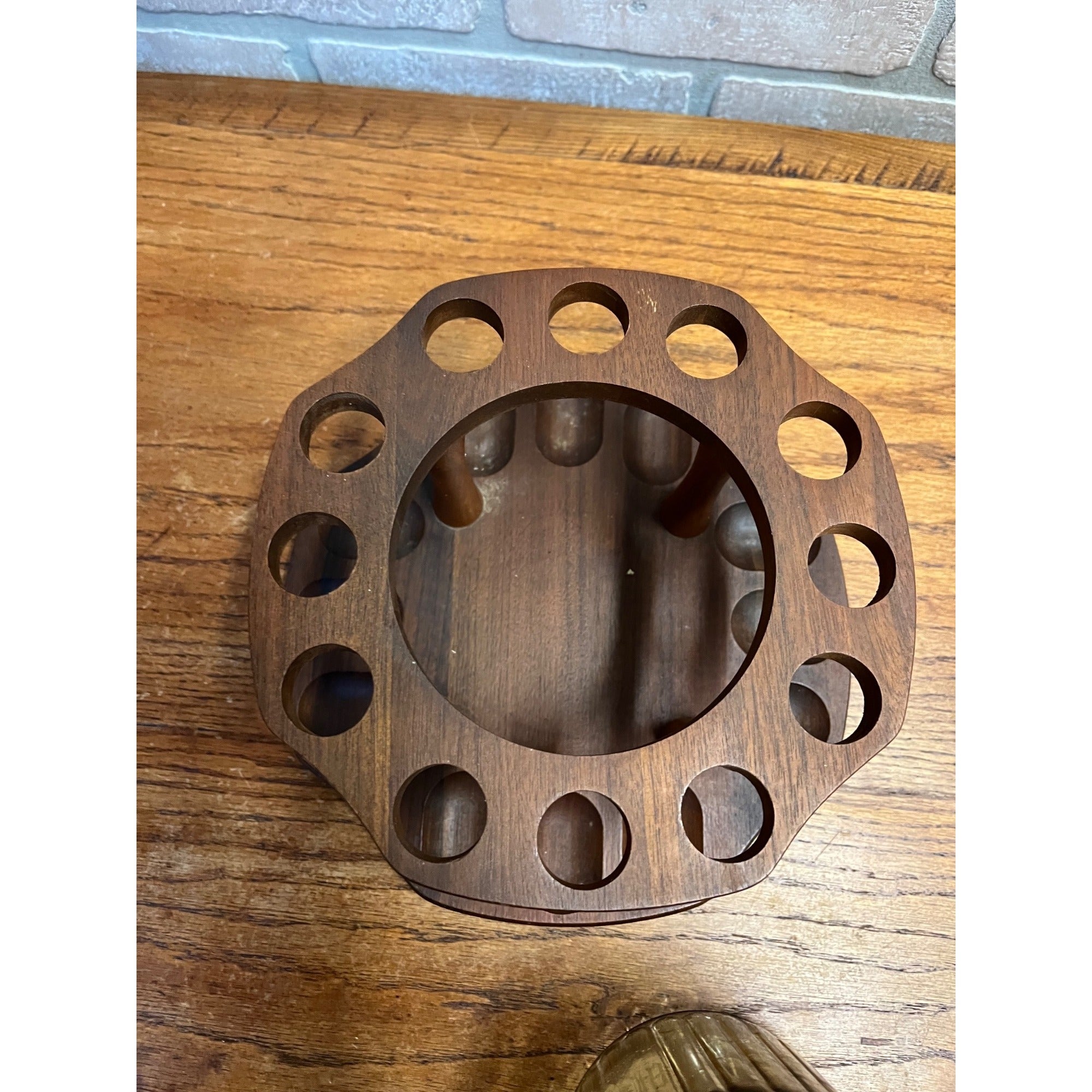 Vintage Walnut Tobacco 12pc Smoking Pipe Holder & Humidor Decatur Deco 1940s
