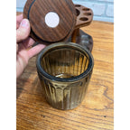 Vintage Walnut Tobacco 12pc Smoking Pipe Holder & Humidor Decatur Deco 1940s