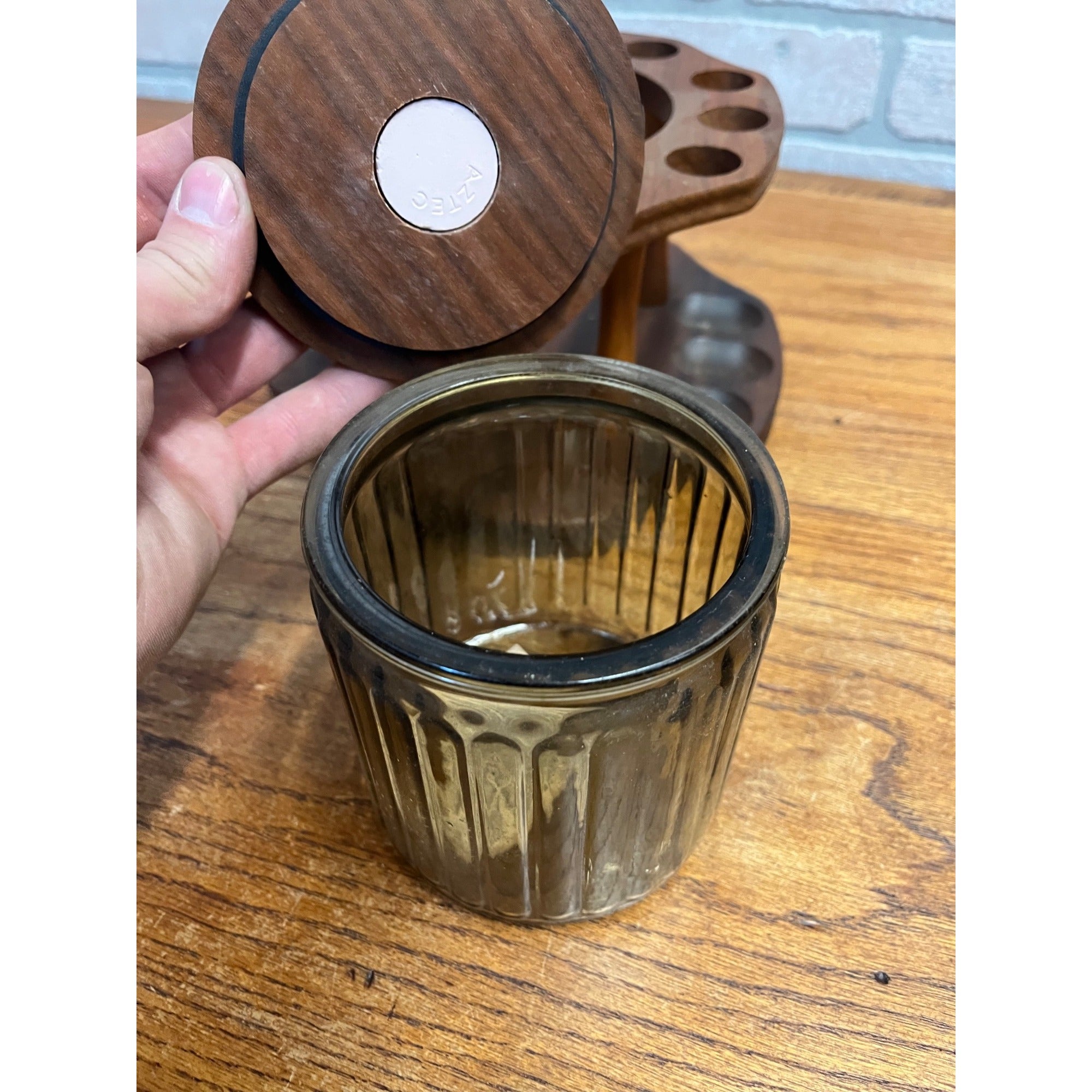 Vintage Walnut Tobacco 12pc Smoking Pipe Holder & Humidor Decatur Deco 1940s
