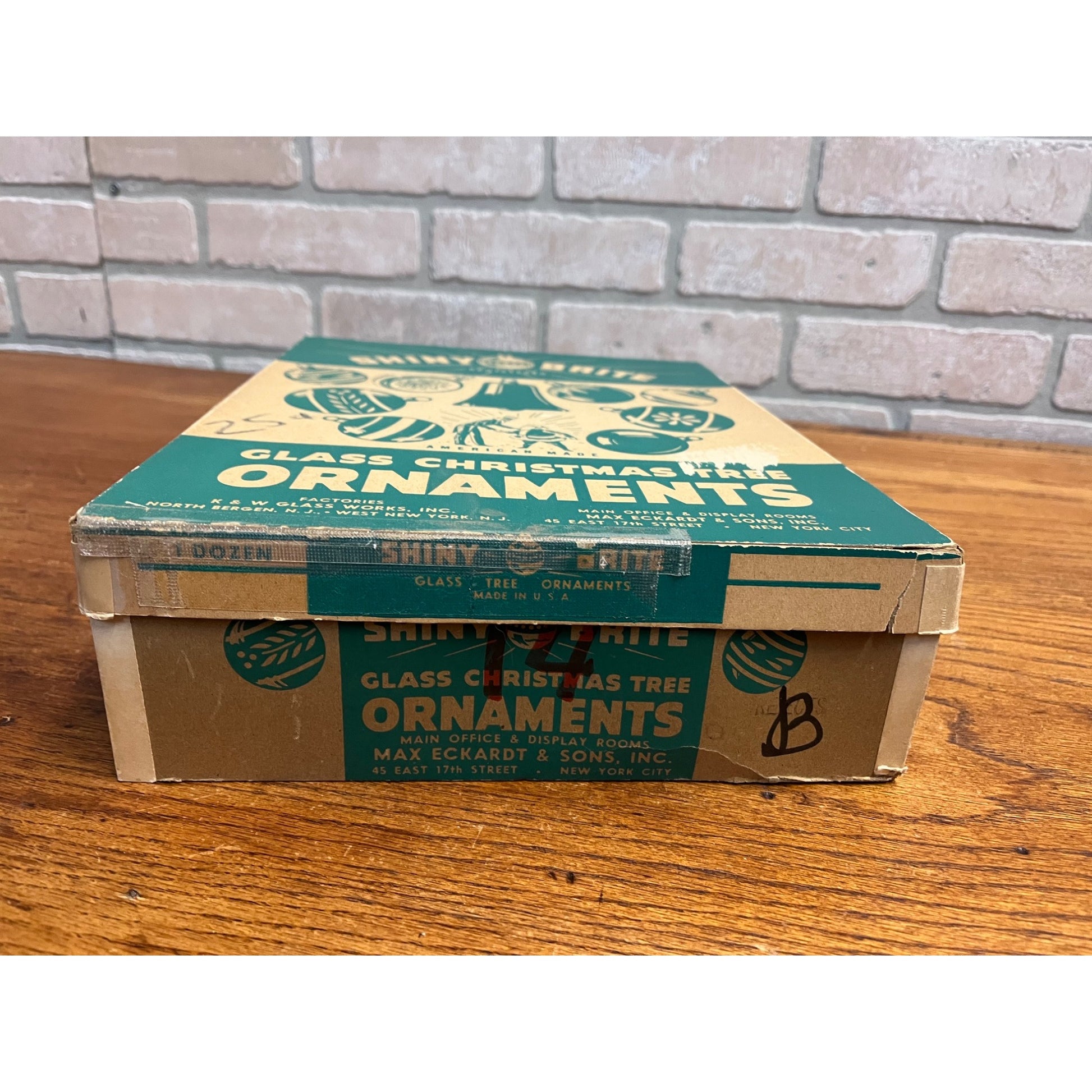 1940s Shiny Brite Christmas Ornaments (Box Only) Empty Box Santa & Uncle Sam