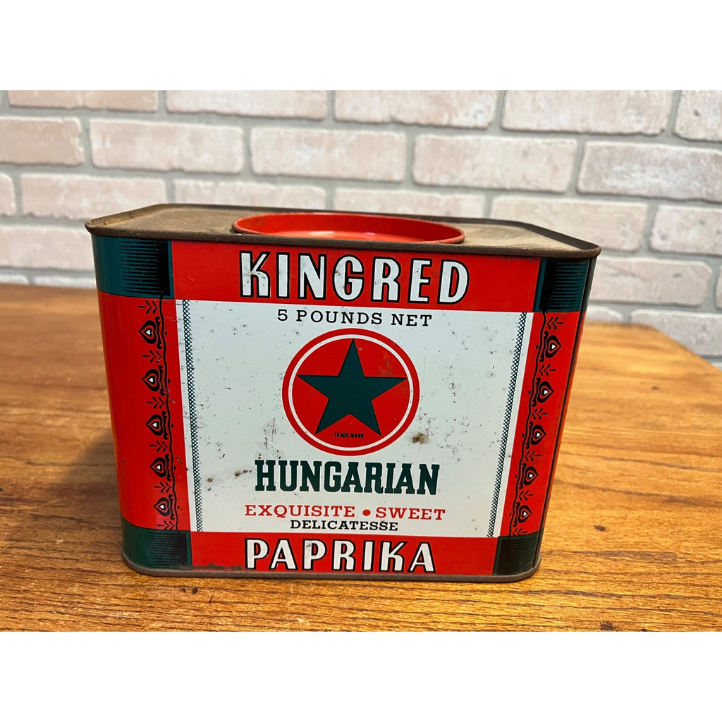 Large Vintage 5 Pound Spice Tin Kingred S&S Paprika Country Store Farmhouse