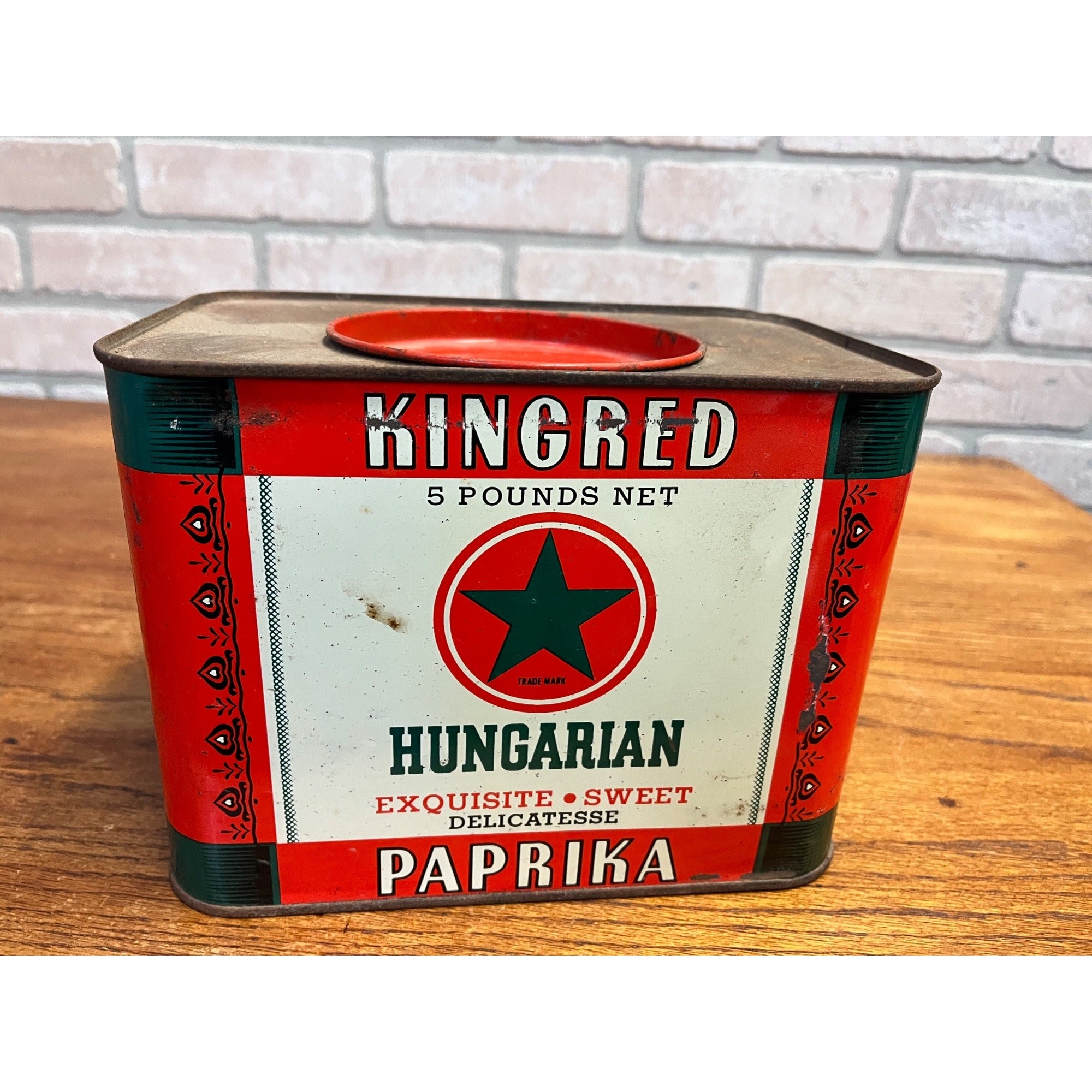 Large Vintage 5 Pound Spice Tin Kingred S&S Paprika Country Store Farmhouse