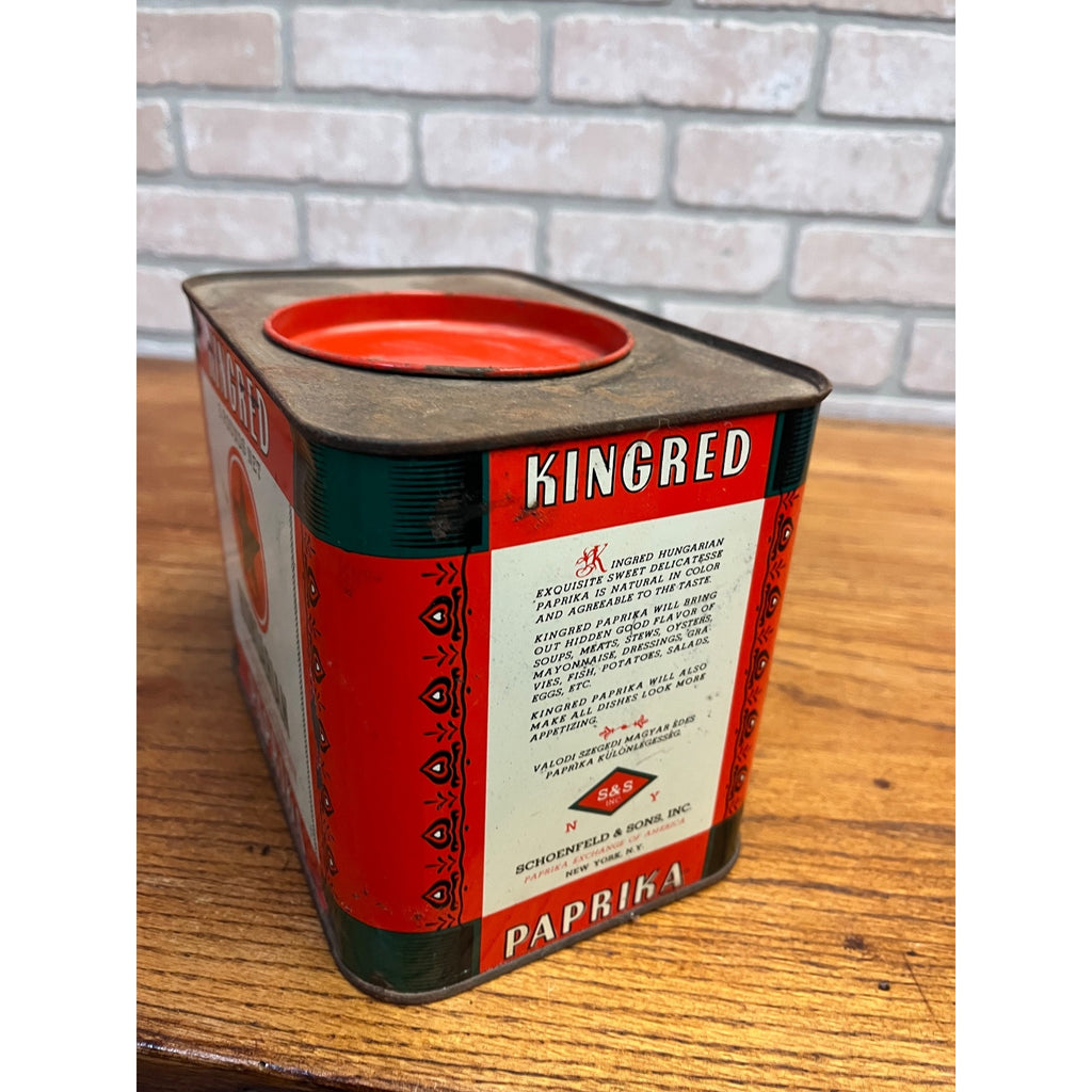 Large Vintage 5 Pound Spice Tin Kingred S&S Paprika Country Store Farmhouse