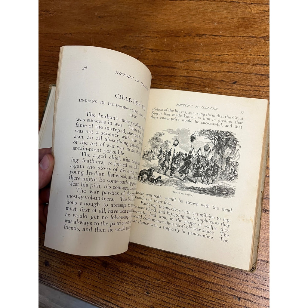 Old HISTORY OF ILLINOIS Book 1888 INDIANS ABRAHAM LINCOLN CHICAGO FIRE CIVIL WAR