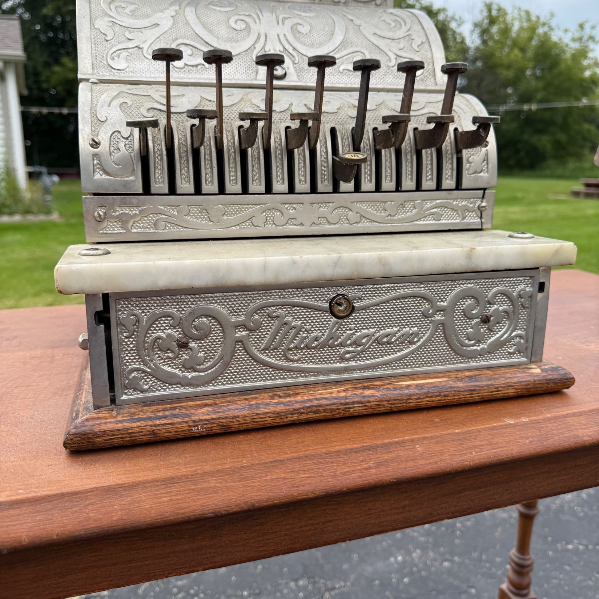 Antique Michigan Brand Nickel-Plated Brass Cash Register Candy Store